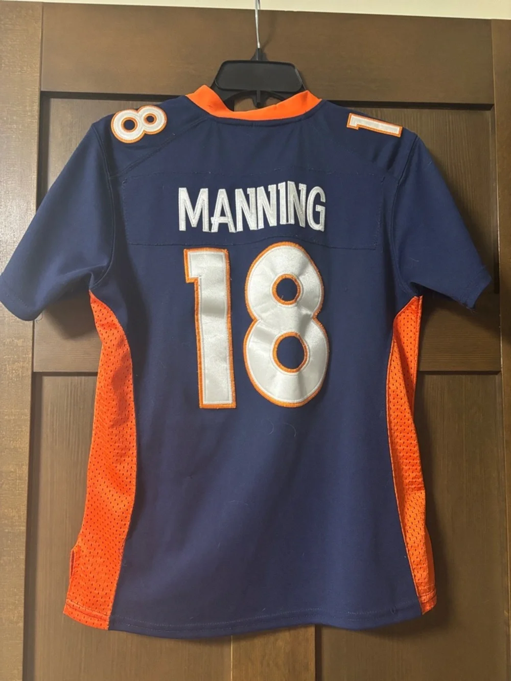 Denver Broncos Peyton Manning NFL Nike Navy and Orange Football Jersey #18